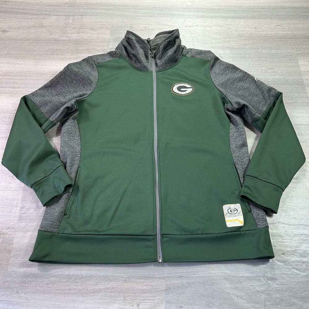 Green Bay Packers Jacket Womens 2XL Green NFL Football Majestic ThermaBase